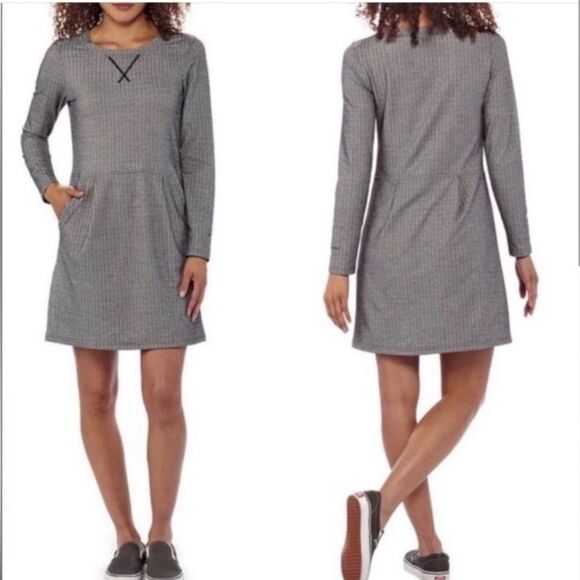 Patagonia Gray Herringbone Long Sleeve Casual Athleisure Performance Dress - Picture 1 of 16